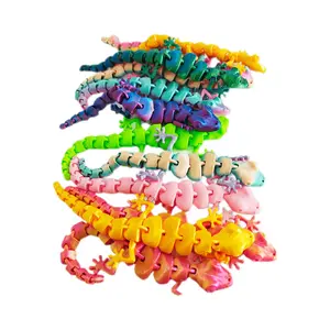 20pc 3D Printed Articulated Lizards , Colorful Gecko Animal Figurines Fidget Toys for Kids, Party Favors Birthday Goodie Bag Fillers Classroom Rewards Carnival Prizes, PLA Material Non-Toxic Safe, Stress Relief Sensory Toys Bulk Assorted Styles