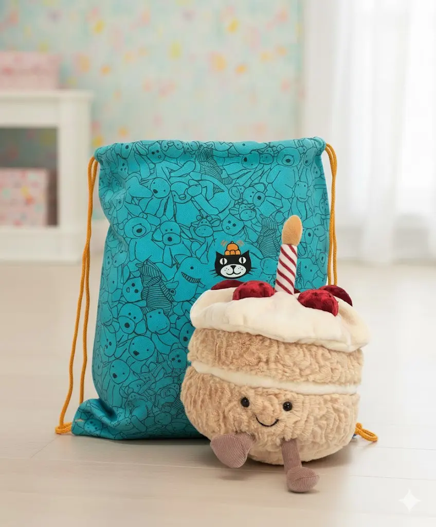 Jellycat Birthday Cake Plush with Candle, Cute Dessert Stuffed Toy, Soft Collectible Gift with Dust Bag