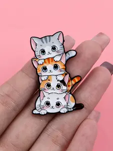 Adorable Cat Enamel Brooch Pin Clip, Animal Lover Accessory, Kawaii Style Badge, Backpack & Clothing Decoration, Gift for Friends