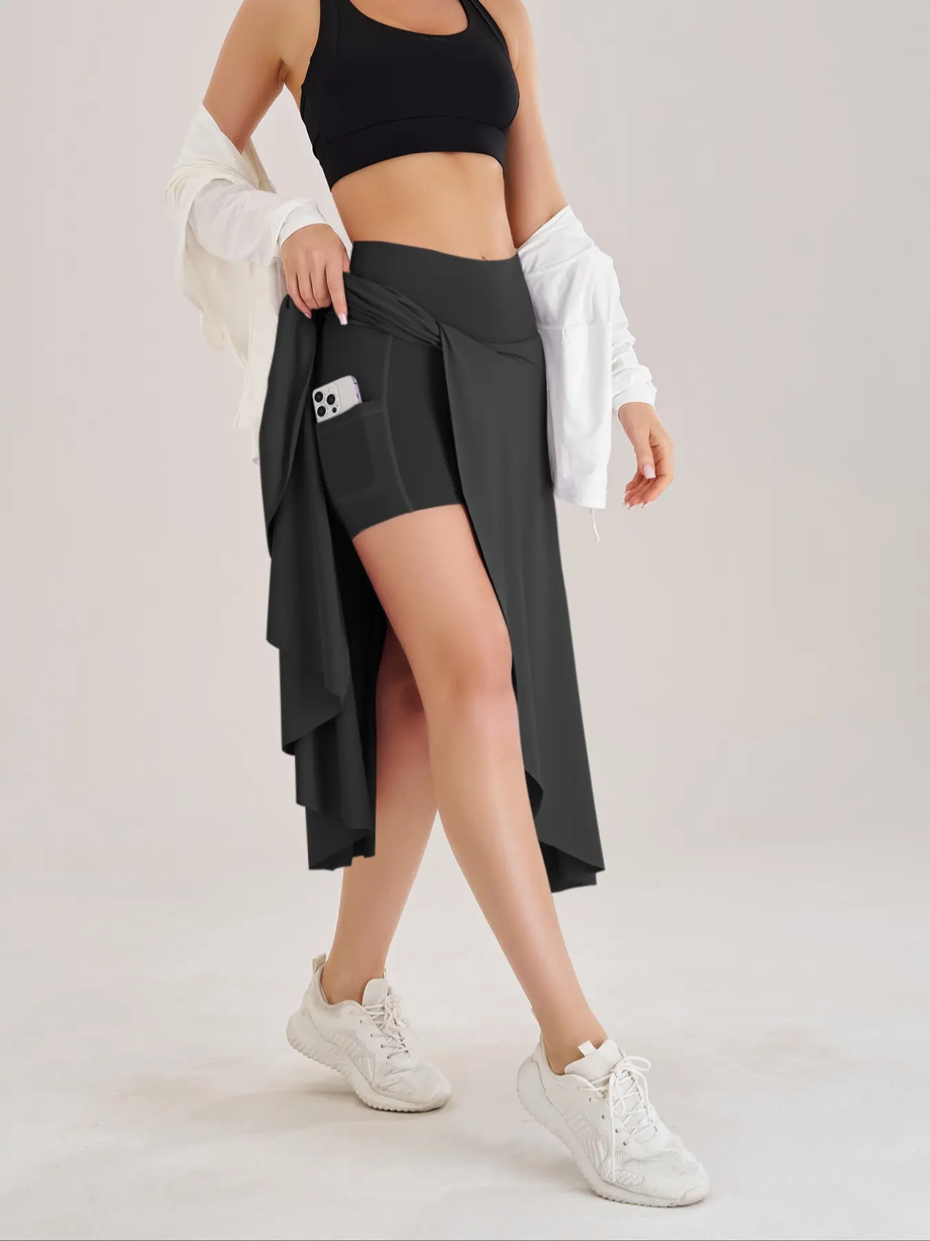 New Women's One-Piece Two-In-One Outdoor Sports Skirt Pants, Underwear Safety Pant Anti-Exposure, Sporty Style Workout Skirts for Daily Casual Wear Athletic Skirts Stretchy Athletic Skirt