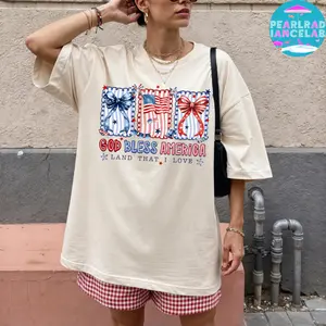 Coquette God Bless America T-shirt, Fourth of July Patriotic, American Flag Stars Stripes Shirt, Memorial Day Shirt, US Tee