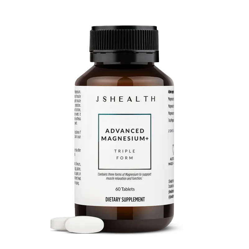 JSHealth Advanced Magnesium+ Formula - Triple-Form Magnesium for Muscle Relaxation, Nervous System & Bone Support
