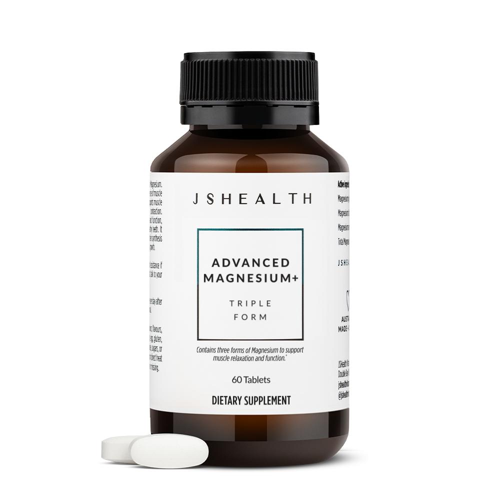 JSHealth Advanced Magnesium+ Formula - Triple-Form Magnesium for Muscle Relaxation, Nervous System & Bone Support