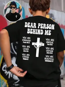 Kids/Youth Black "Dear Person Behind Me" Cross Tee - 2026 Trending Christian Faith Outfit, Graphic Print Shirt, Casual Style Shirt, Soft Cotton Perfect for Church & Daily Looks