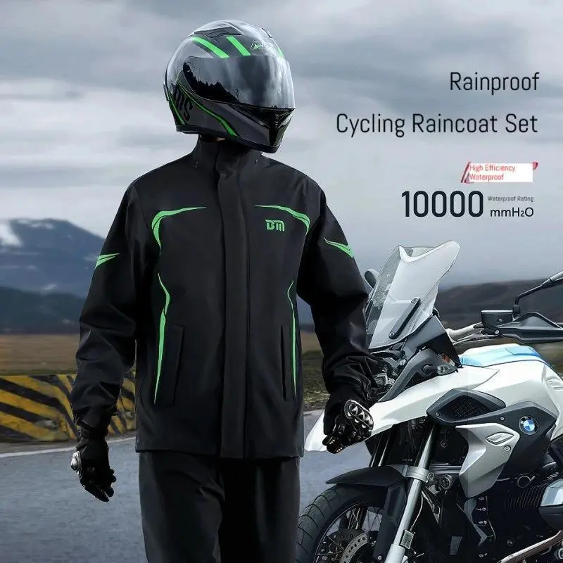 1 set of raincoat rain pants suit split rainstorm proof motorcycle waterproof coat men's riding raincoat 1 set of raincoat rain pants suit split rainstorm proof motorcycle waterproof coat men's riding raincoat