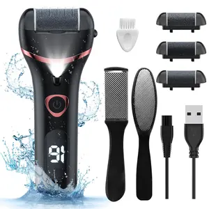Rechargeable Electric Foot File with 3 Rollers, Foot Rasp, Professional Exfoliator for Dead Skin, Dry Heels, Hard Skin, Unisex Foot Care Tool, Rechargeable Pedicure Tool, Portable Foot File