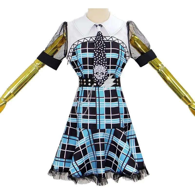 Anime Franky Stein Polyester Cosplay Dress for Women, School & Halloween Party Outfit with Matching Accessories, Zombie Themed Dress-Up Clothes, Costume, Suit, Xxl, Set, Belt+Tie, Fantasy, Fancy Dress Party