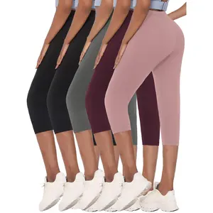 5pcs Super Soft Capri Pants for Women, No See Through Workout Running Yoga Athletic Leggings RUNNING