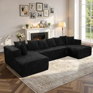 【3 Packages Shipping】Cloud Couch - 132-Inch Modular U-Shaped Boneless Sectional Couch, Fluffy Plush Corduroy Fabric, Convertible Sofa Bed Recliner with Soft Throw Pillows for Living Room, Sofas Living Room Furniture#TikTokShopDealsforYouDays