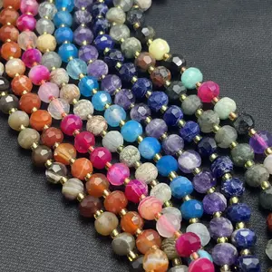 6×8 mm natural stone beads, various cut faces available; counting beads/spacer beads and loose beads; bracelet and necklace jewelry materials for DIY jewelry making components.