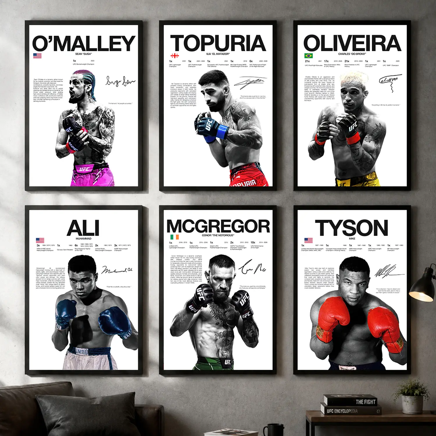 Retro UFC Boxing Art Decor, Retro Ultimate Fighting Championship Poster, Vintage Black and White Decor, Wall Art Decor For Gym, Dorm, Bedroom, Office, Home, Corridor Decor