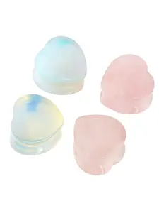 2Pcs/4Pcs Heart Shaped Stone Double Flared Ear Tunnels Plugs Stretcher Expander Kit