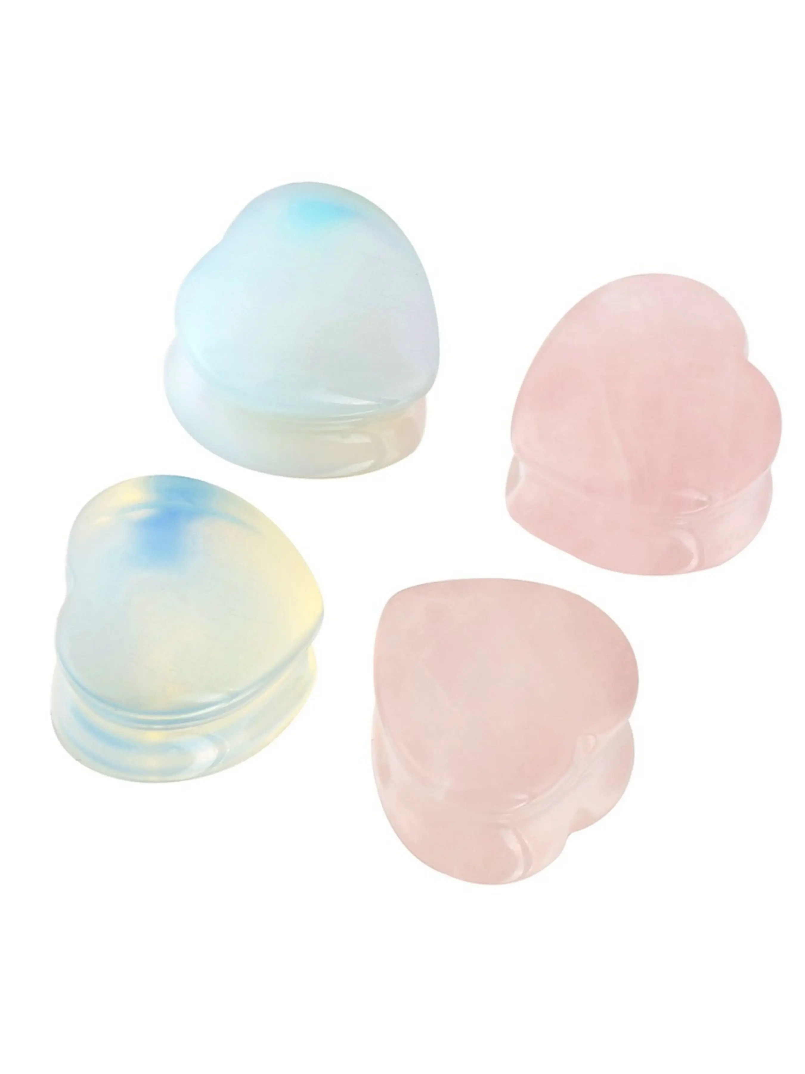 2Pcs/4Pcs Heart Shaped Stone Double Flared Ear Tunnels Plugs Stretcher Expander Kit