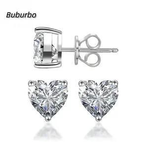 【Must be】Heart Shape S925 Sterling Silver Stud Earrings - Lab-Created Moissanite Jewelry | Gift for Men & Women (Birthday/Mother’s Day/Christmas) | Ideal for Wedding