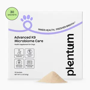Plentum Advanced K9 Microbiome Care - 30 Sachets for Dogs 2.1 oz - Clinically Studied for Gut Oral Skin & Joint Health - No Preservatives - Postbiotic Formula - Vitamin