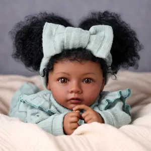 BABESIDE 20" 8-Piece Reborn Doll Set with Cloth Body & Vinyl Dark Skin Includes Gift Box and Feeding Accessories Perfect for Christmas New Year Birthday Gifts