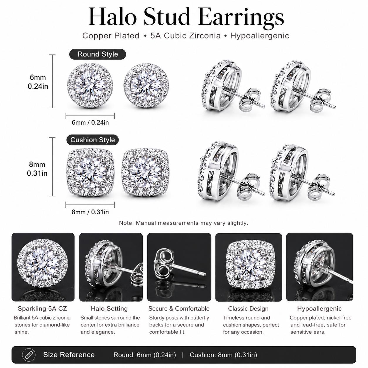 Unisex S925 Silver Cubic Zirconia Stud Earrings - Men's Accessories, Classic Elegant CZ Jewelry for Birthday, Wedding Wear, Everyday, Men's Earrings, Daily, Artificial Diamond Earrings
