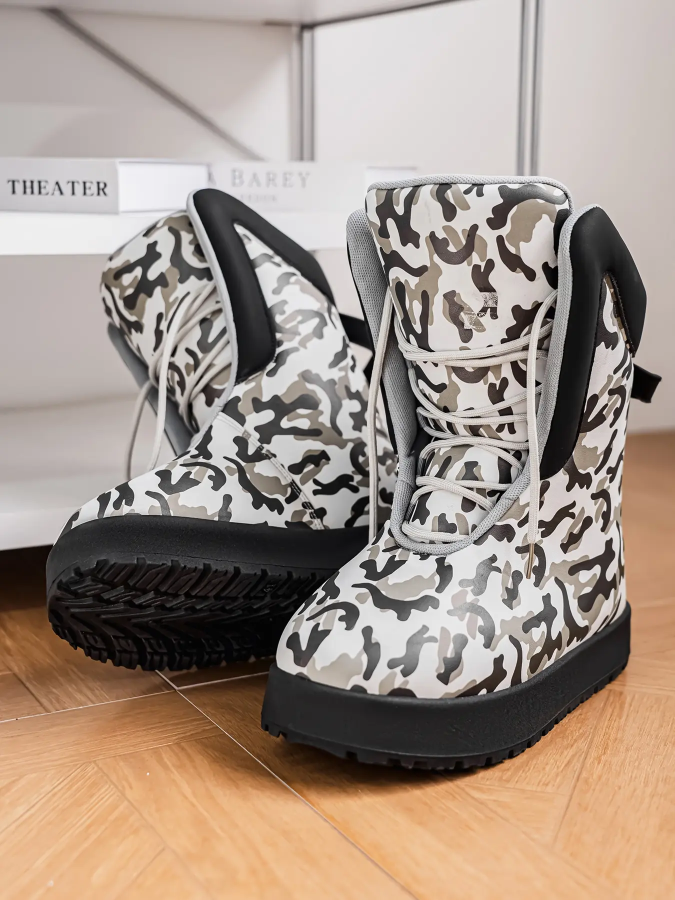 Men's Fashion Camo Mid-Calf Boots, PU Leather Waterproof Anti-Dirt, Punk Style Fall & Winter Shoes, Wide Fit Outdoor Casual Sneakers, Army Shoes