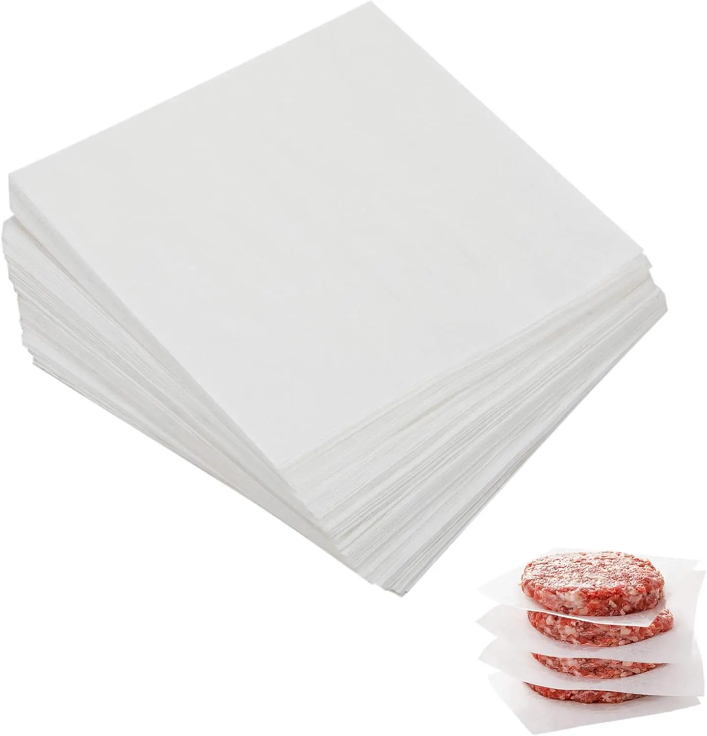 Parchment Paper Squares 4x4 Inch Set of 300, Small Hamburger Patty Paper Nonstick Precut Square Baking