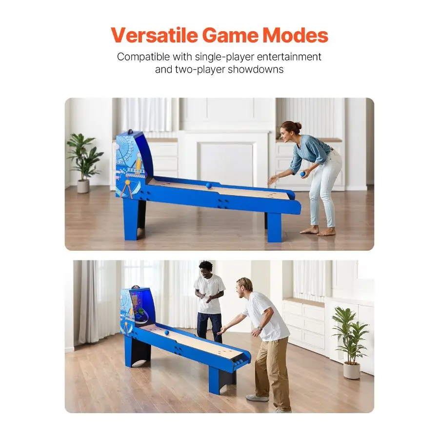 VEVOR8'RollandScoreClassicArcadeGameTable, Arcade MachineIndoorwithElectronicScorer, Sound, AutomaticBallReturnforAdultsKidsFamilyRecreationGameRoom, 4BallsIncluded