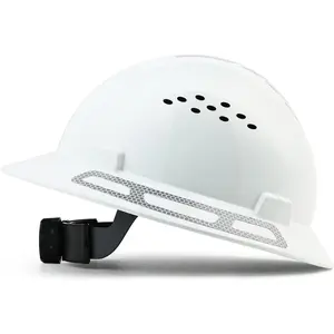 Full Brim Hard Hat Construction Safety Helmet with Ratchet Suspension, Lightweight HDPE Protection for Industrial Work Sites, Non-Slotted Cap with Reflective Stickers