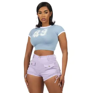 Alveena Blue Crop Baby Tee Shirt