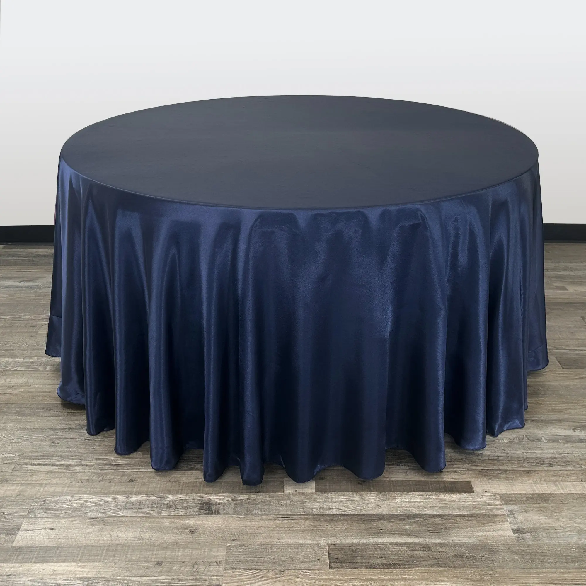120 inch Round Satin Tablecloth Navy Blue