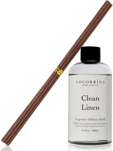 Cocorrína Clean Linen Scented Reed Diffuser Oil with 8 Sticks Fragrance for Bedroom, Bathroom, Oil Diffuser, Home Décor, 6.7 oz. (200 ml)