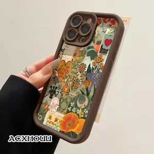 Softcase for iPhone11/12/13/14/15/16/17/promax/x/xs/xr/xsmax CaseBoho Floral Collage Art Anti-Fall Shockproof Protective Slim Cover