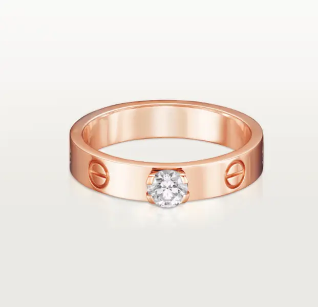 Pre-owned Cartier LOVE solitaire ring, brilliant cut dia，rose gold，0.23 0.29ct