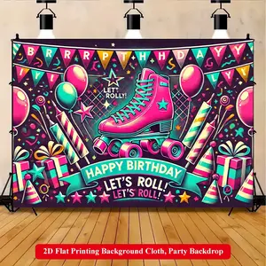 2D Flat Printing Backdrop Banner 1pc, Exciting Birthday Party Invitation Vibrant Polyester Background Cloth for Family Party, Wedding, Birthday, Christmas, Thanksgiving, Fall, Entryway, Room Decorations, Easy to Set Up, Reusable
