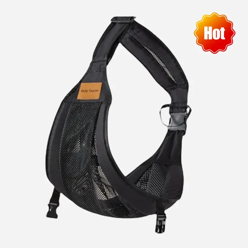 Breathable Baby Wrap Carrier - Lightweight Secure & Easy to Wear, Premium Cotton & 3D Mesh, Hands-Free, Improved Neck Support, One Size Fits All, Gree