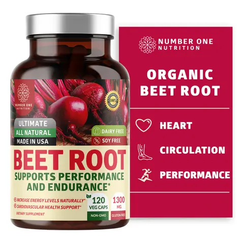 N1N Premium Organic Beet Root Capsules 1300mg 120Veg Caps Non-GMO & Gluten Free for Energy, Stamina & Athletic Performance - Supplement Dietary Natural