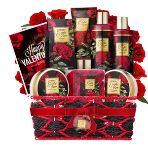 Valentine Exotic Rose Spa Gift Basket - 13pc Self Care Set Valentine Exotic Rose Spa Gift Basket - 13pc Self Care Set