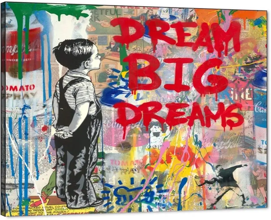 Banksy Graffiti Wall Art, Inspirational Canvas Art Print, Modern Home Decor for Living Room Bedroom Ready to Hang SHJY-01578 Artistic Ornaments POSTERS Decoration Paintings