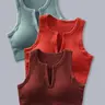 Women's 3pcs Solid Notched Neck Sports Vest, Summer Clothes Women, Breathable Athletic Fitted Crop Sports Tank Top For Yoga Gym Workout Running, Gym Wear, Athletic Apparel, Workout Tops