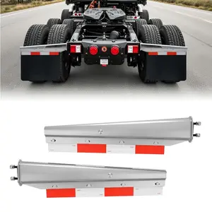 VEVOR Chrome Straight Spring Loaded Mud Flap Hangers, 2-1/2 Bolt Spacing Mudflap Hangers for Semi Trucks, 1 Pair Heavy Duty Semi Truck Mud Flap Hanger Set with Aluminum Reflective Plates, Silver