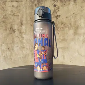 The Cartoon Water Bottle of the Genius Football Teenager Yamal (Black 560ML)- Healthy Safely Green OutStanding Come from the Water Lifestyle