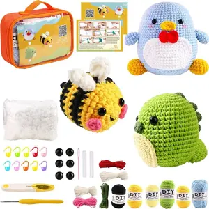 Beginner Crochet Kit – 3-Piece DIY Knitting Set with Tutorials for Kids & Adults