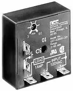 NCC 5 Pin, Time Delay Relay 1 at Resistive or Inductive Load Contact Amp, 120 VAC, On Board Trimpot Q3T-00600-321
