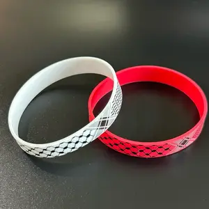 Silicone Keffiyeh Bracelet – Red or White Wristband