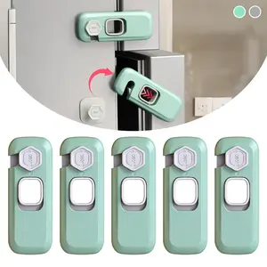 Refrigerator Locks 5 Pack, Fridge Locks with Sticky Adhesive Pads, Safety Locks for Doors, RV Refrigerator, Oven Lock Safety Cabinet Locks - Grey Updated