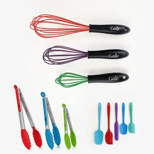 silicone spatulas, heat-resistant one-piece 5 pieces & silicone tongs for cooking 3 pieces & pieces of silicone egg beaters 3pieces ,set Bakeware Kitchen Stainless Steel