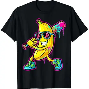 Banana Funny Baseball Drip Ice Cream  T-Shirt