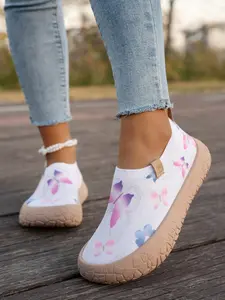 Women's New Fashion Versatile Four-Season Slip-On Mesh Breathable Round Toe Flat Casual Shoes, Comfortable and Stylish Footwear, Casual Trendy Flat, Summer Flat