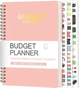 Budget Planner - Monthly Budget Book with Expense Tracker Notebook, A5(6.1" x 8.5") Financial Planner & Account Book to Take Control of Your Money, Bill Organizer With Pockets and Stickers - Pink