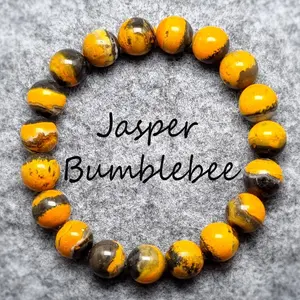 Courage & Confidence Stone Bumblebee Jasper Yellow Gemstone 8mm Beaded Healing Reiki Casual Handmade Men Women Bracelet