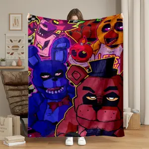 FNAF Plush Throw Blanket Soft Fluffy Fleece 60x50 Inches Machine Washable Cozy Fuzzy Warm for Bed Sofa Camping Christmas Gift Super Soft Comfortable