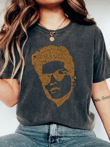 Bruno 24K Magic The Romantic Tour Unisex T-Shirt, Vintage Word Art Silhouette Graphic Tee with The Hooligans Lyrics, Great Gift Idea for Music Lovers X