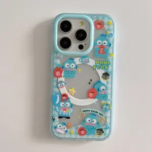 Cute Cartoon Sanrio Hangyodon Magnetic GripTok Holder Magsafe Wireless Charge Phone Case For iPhone 17 16 15 14 13 Pro Max Cover